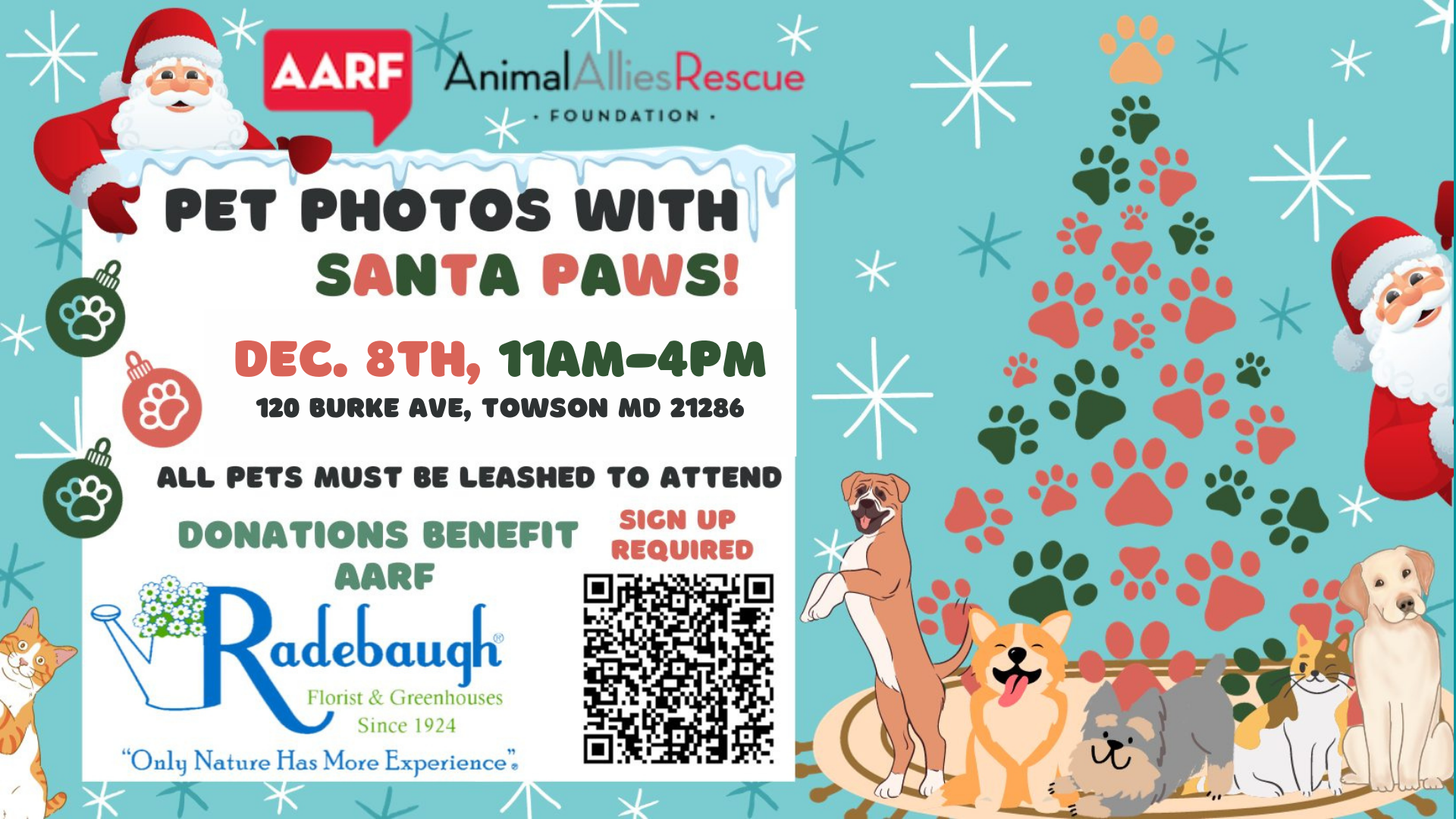 Pet Photos with Santa Paws at Radebaugh Florist